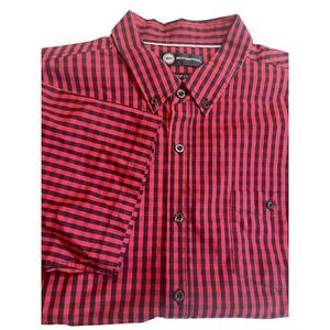 Weatherproof Mens XXL Red Black Buffalo Plaid Comfort Stretch Short Sleeve Shirt